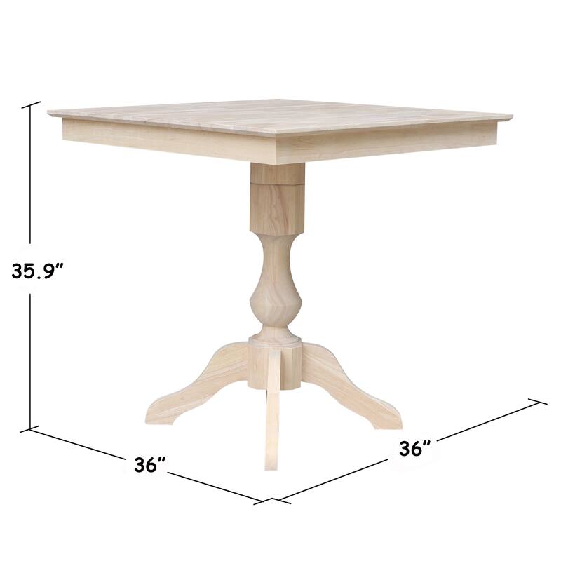 36" x 36" Square Top Pedestal Table - Unfinished