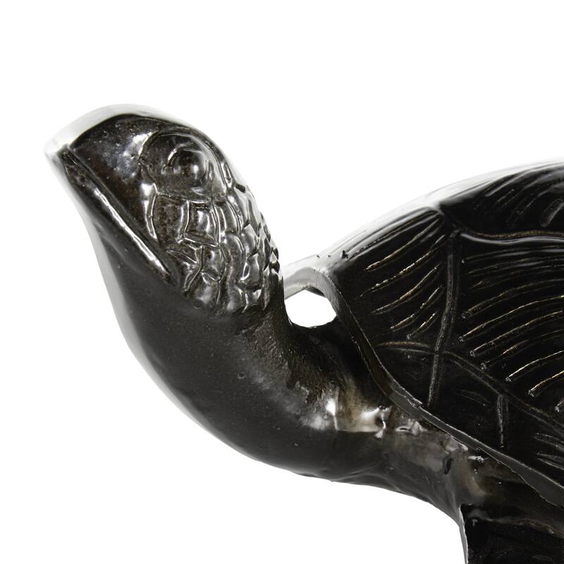 Black Aluminum Carved Sea Turtle Sculpture
