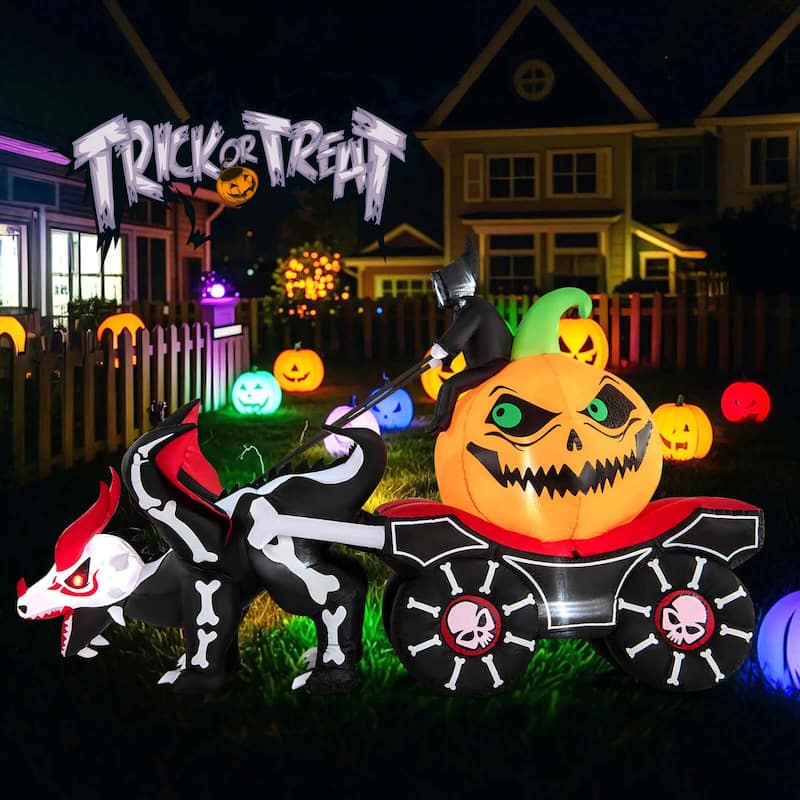 Costway 9 FT Long Halloween Inflatable Decoration Grim Reaper Driving - See Details