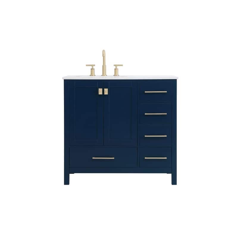 Elegant Lighting VF18836 Irene 36" Free Standing Single Basin Vanity - Blue - Painted