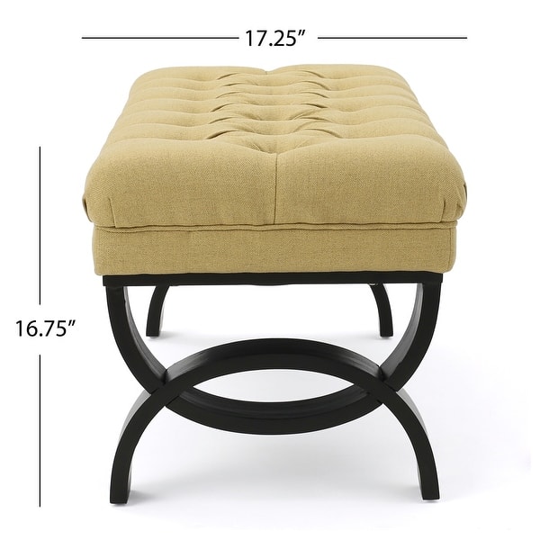 dimension image slide 9 of 10, Scarlette Tufted Fabric Ottoman Bench by Christopher Knight Home - 41.00" L x 17.25" W x 16.75" H