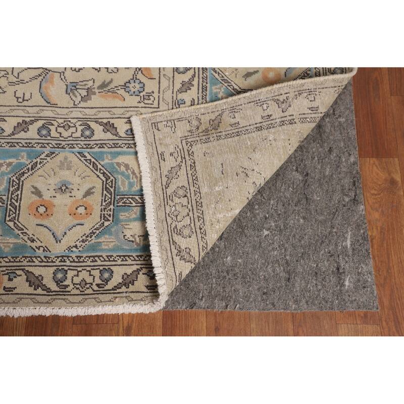 Blue Tabriz Persian Vintage Area Rug Handmade Bedroom Wool Carpet - 9'9" x 12'7"