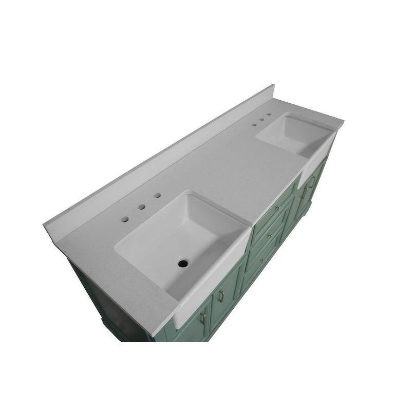 KitchenBathCollection Zelda 72" Double Farmhouse Vanity with Quartz Top