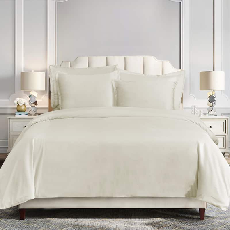 3 PC Velvet Duvet Set - Cream - King
