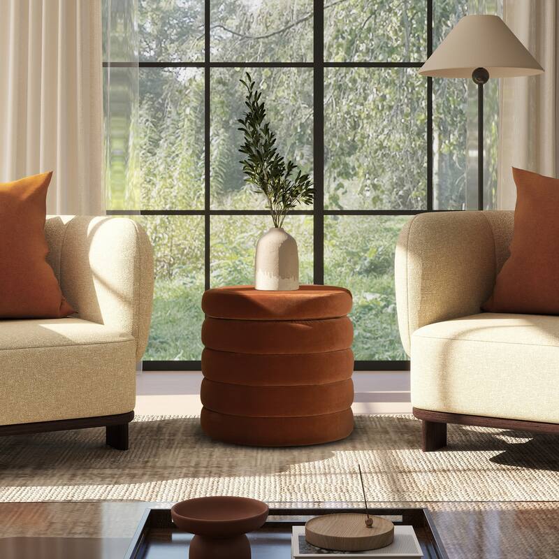 Jennifer Taylor Home Fuji 19" Upholstered Tufted Round Storage Ottoman