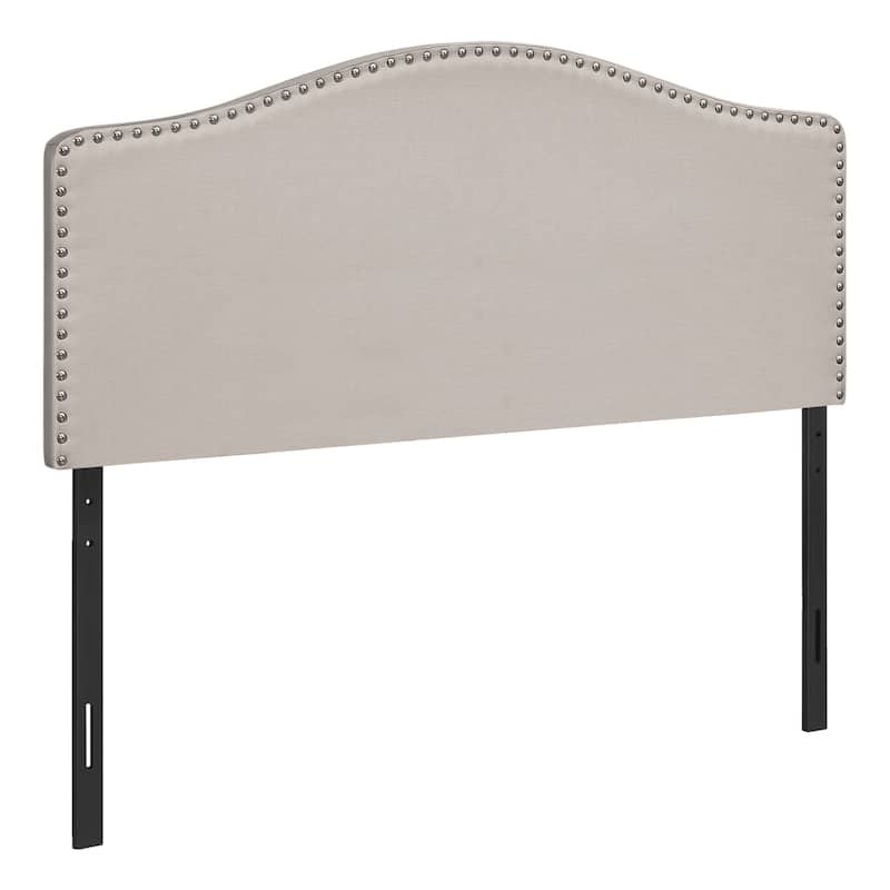 Full Size Upholstered Beige Linen Look Headboard, Transitional Style with Soft Padding for Bedroom Comfort