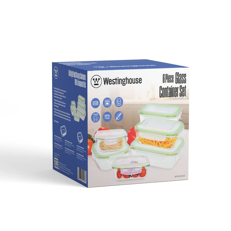 Westinghouse 6-Piece Glass Food Storage Container Set - 320 to 1520ml