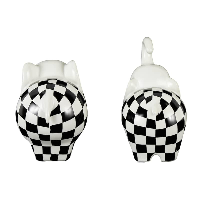 The Novogratz Gold, Silver, Black, White or Multi Colored Porcelain Ceramic Elephant Decorative Sculpture (Set of 2)