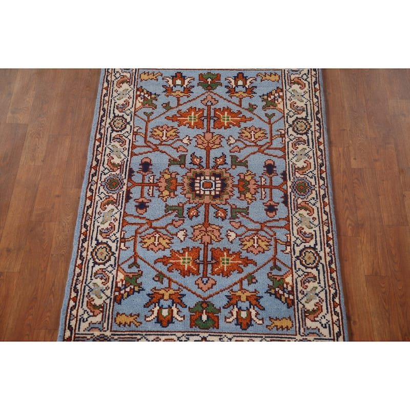 All-Over Floral Heriz Serapi Oriental Accent Rug Handmade Wool Carpet - 3'11"x 5'0"