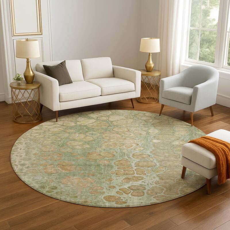 Premium Washable Super Soft Modern Abstract Mayfield Rug - Aloe - 8' x 8'