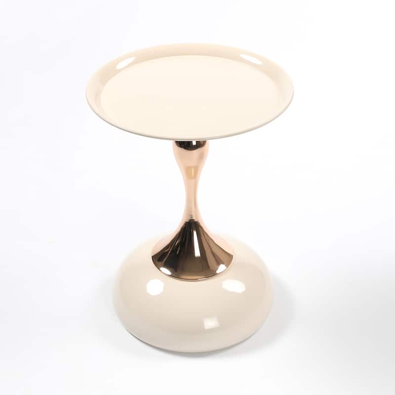 Mermaid Tail End Coffee Table Round Side Table, Modern Metal Pedestal Table, Minimalist Accent Table For Small Spaces