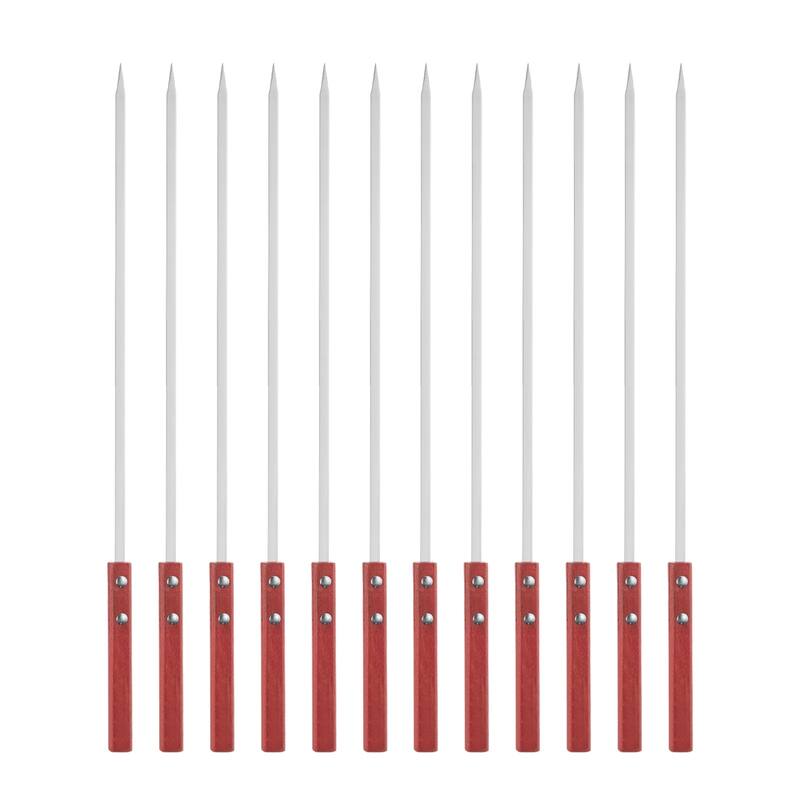 12pcs Kebob Skewers 43.5cmx7mmx2mm Flat Sticks with Wood Handle