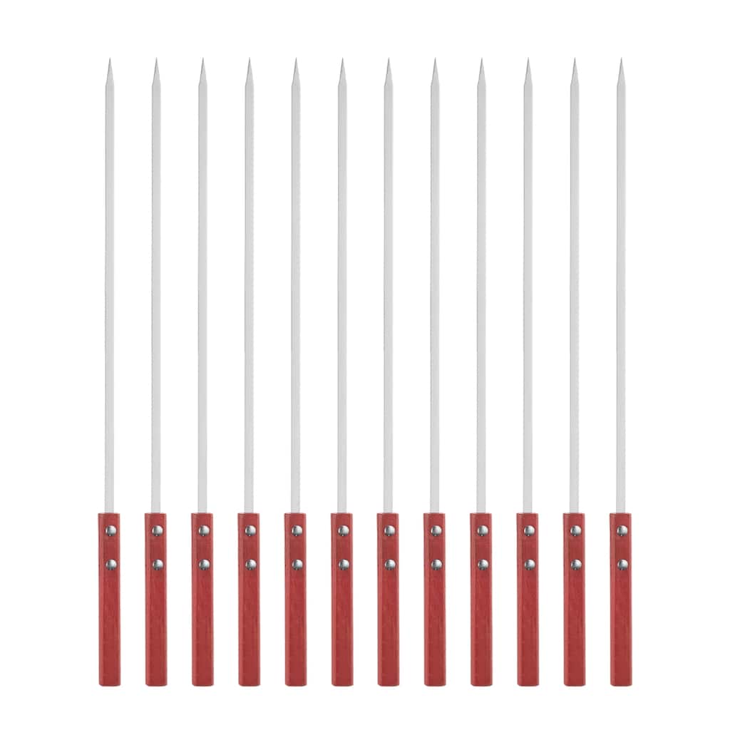 12pcs Kebob Skewers 43.5cmx7mmx2mm Flat Sticks with Wood Handle