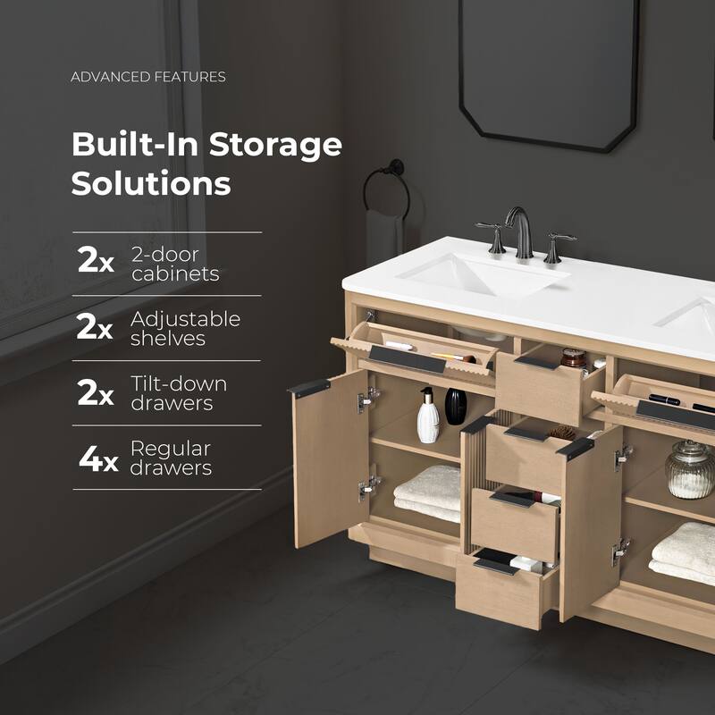 OVE Xander Bathroom Vanity with White Engineered Stone Top