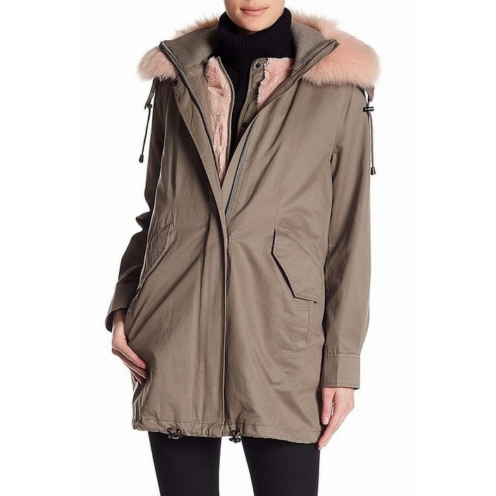 Shop Derek Lam Io Crosby Sage Green Womens Size Large L Faux Fur