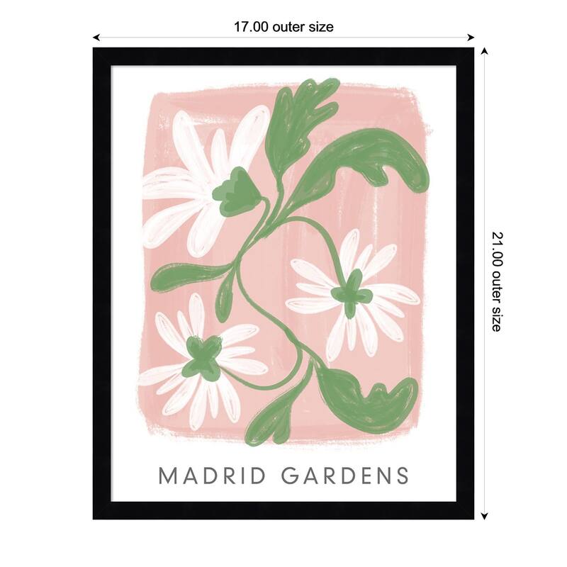 Madrid Gardens by Lucille Price Wood Framed Wall Art Print - 17 x 21 in - Black