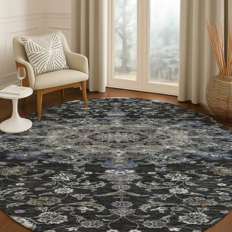 Machine Washable Indoor/ Outdoor Traditional Awaka Chantille Rug