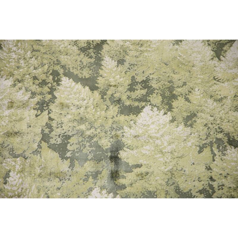 Green Abstract Modern Area Rug Hand-knotted Wool Carpet - 4'8"x 6'6"