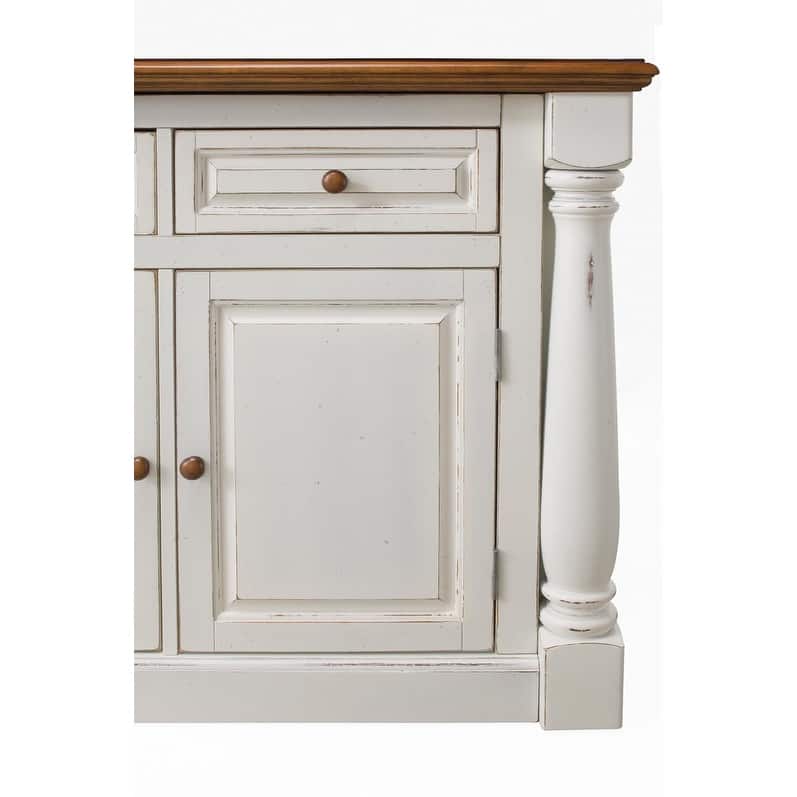 Homestyles Monarch 3-Piece Off-White Wood Kitchen Island Set with Drop Leaf Wood Top - 48' x 25' x 36'