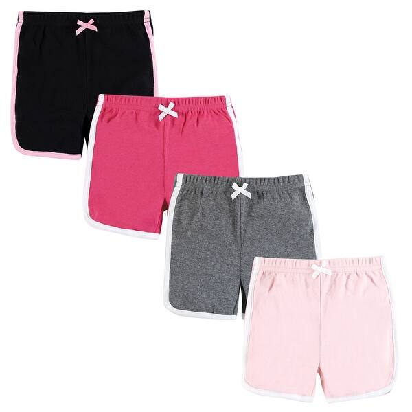 slide 1 of 1, Hudson Baby Girl Shorts Bottoms 4-Pack, Pink Black Pink Black - 2T