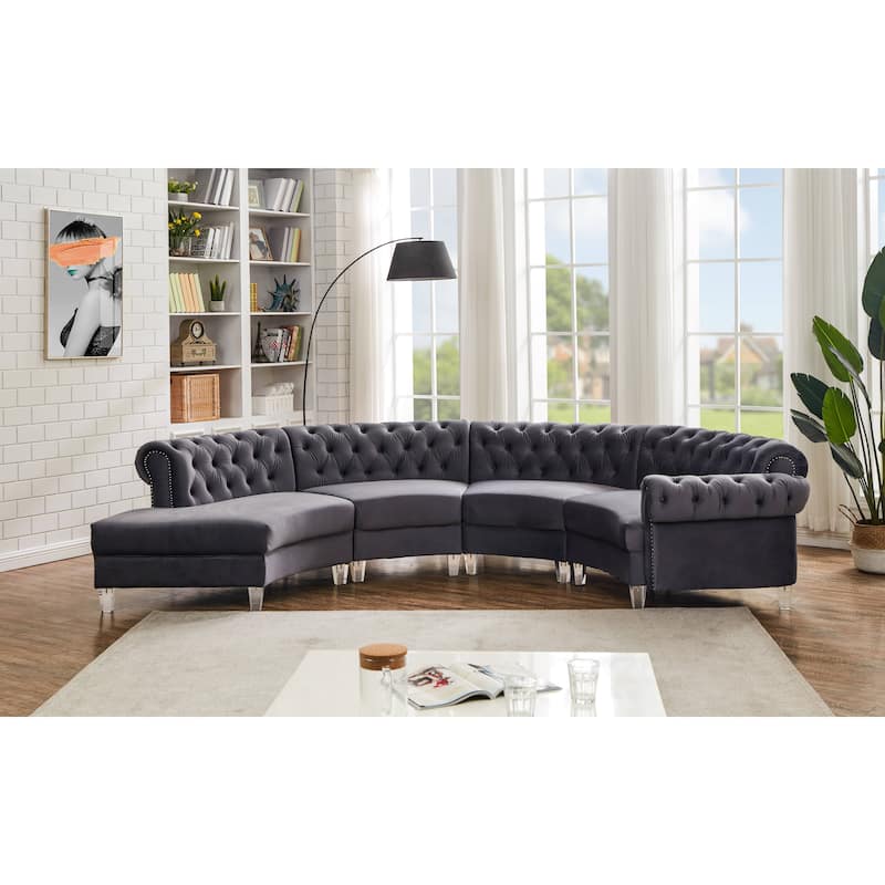 Mousseau 138.6" Velvet Symmetrical Modular Sectional