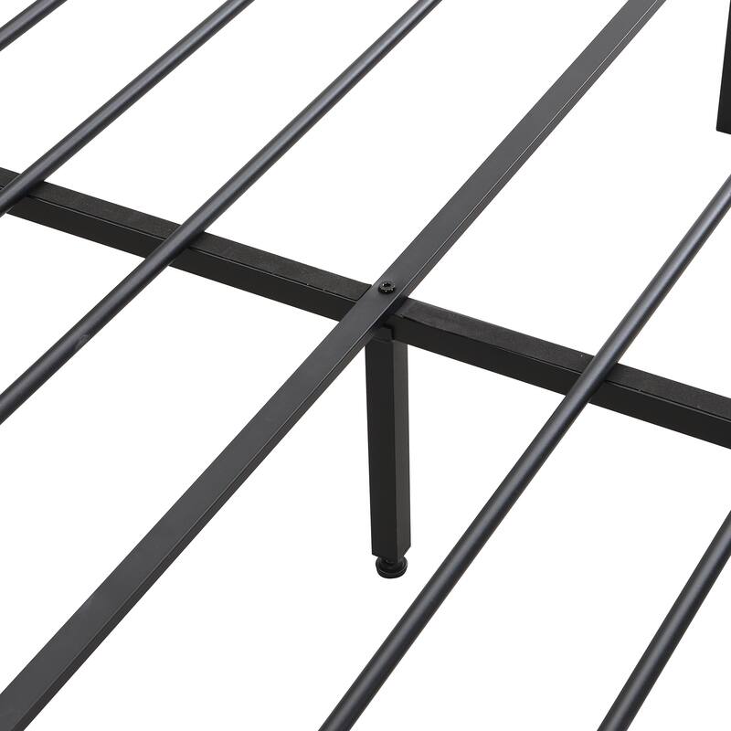 Queen Size Metal Platform Bed with Drawers and Storage Headboard