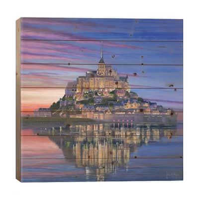 Mont Saint Michel Soir, France Print On Wood by Richard Harpum - Multi-Color
