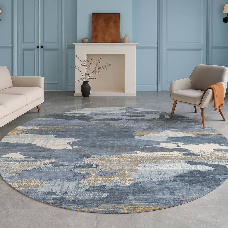Machine Washable Indoor/ Outdoor Abstract Casual Chantille Rug