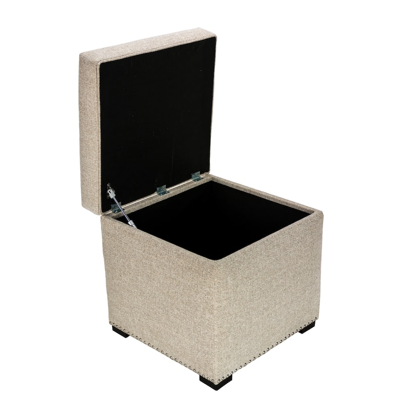 TAMI Nova Camel Square Upholstered Nail Trimmed Storage Ottoman