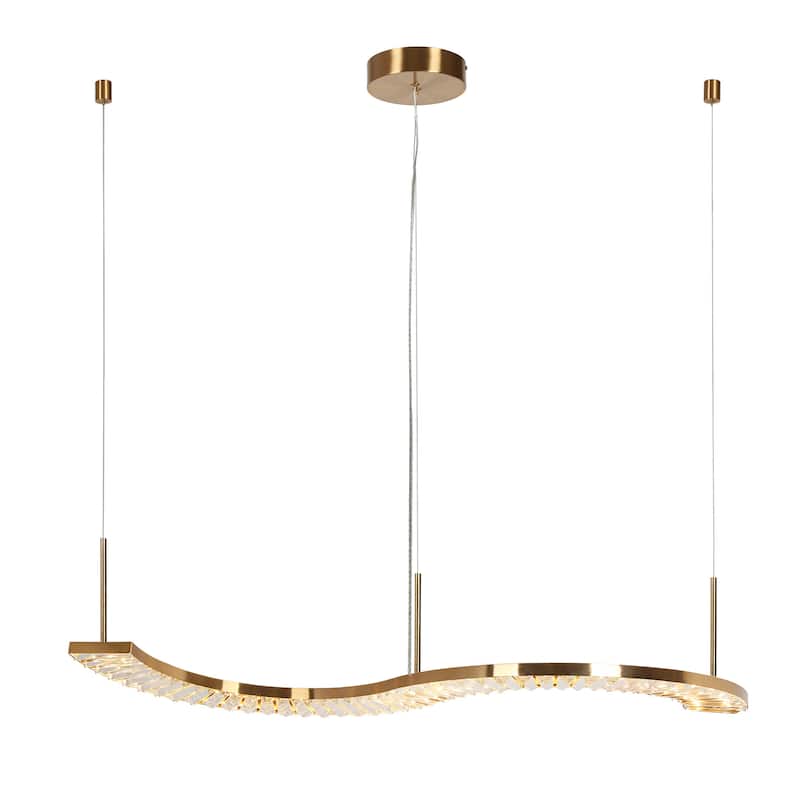 Modern Gold LED Crystal Chandelier Island Lights for Kitchen Island - W42.5"*H0.8"
