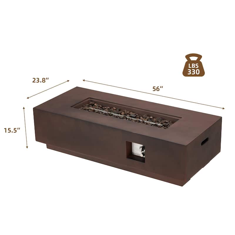 AVAWING 56" Patio Propane Fire Pit Table 50,000 BTU Rectangle Concrete Fire Pit Table