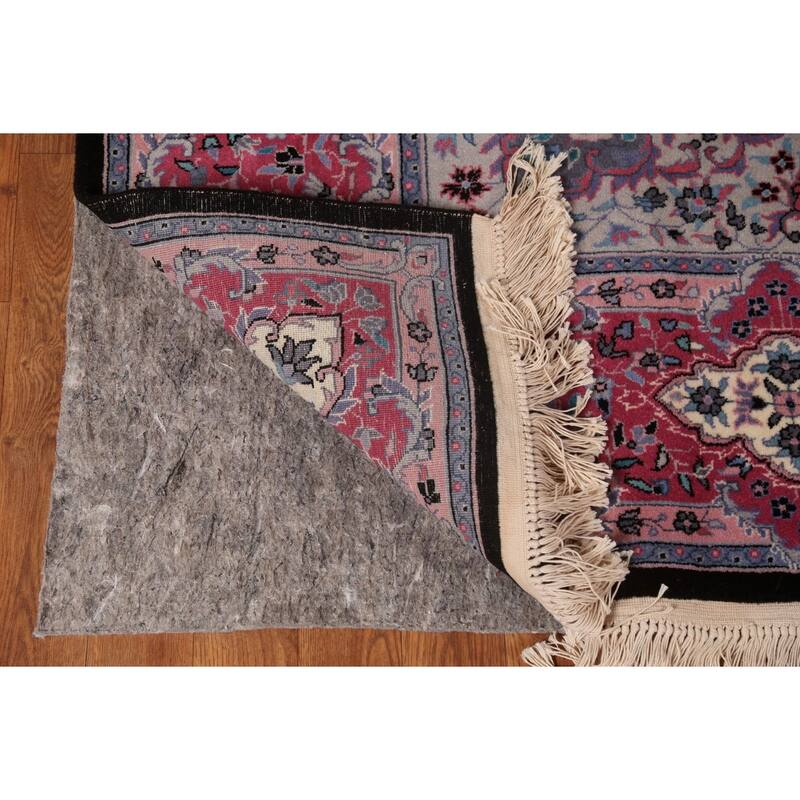 Black & Pink Tabriz Chinese Rug Hand-Knotted Wool Carpet - 6'0"x 9'0"