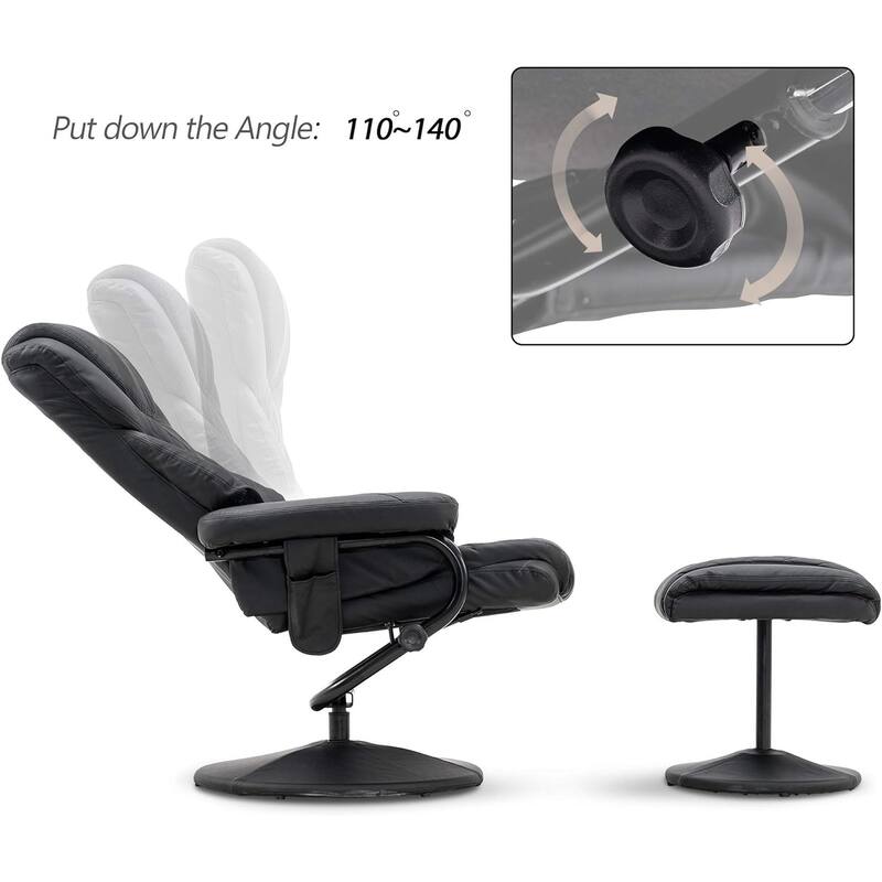 MCombo set of 2 Faux Leather Swivel Massage Recliner with ottoman