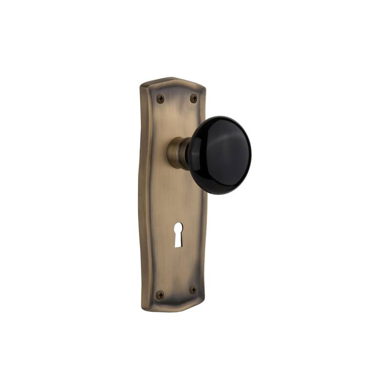Nostalgic Warehouse Black Porcelain Solid Brass Passage Door Knob Set