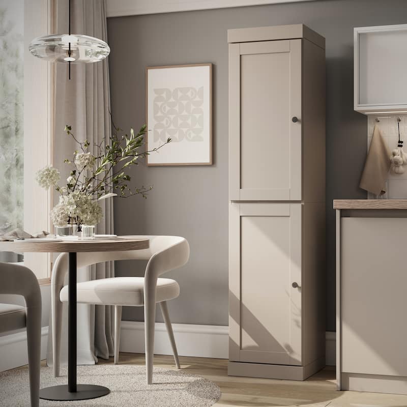 Palace Imports 100% Solid Wood 16.5" Kitchen Pantry Cabinet with Shaker Doors and Adjustable Shelves - Beige