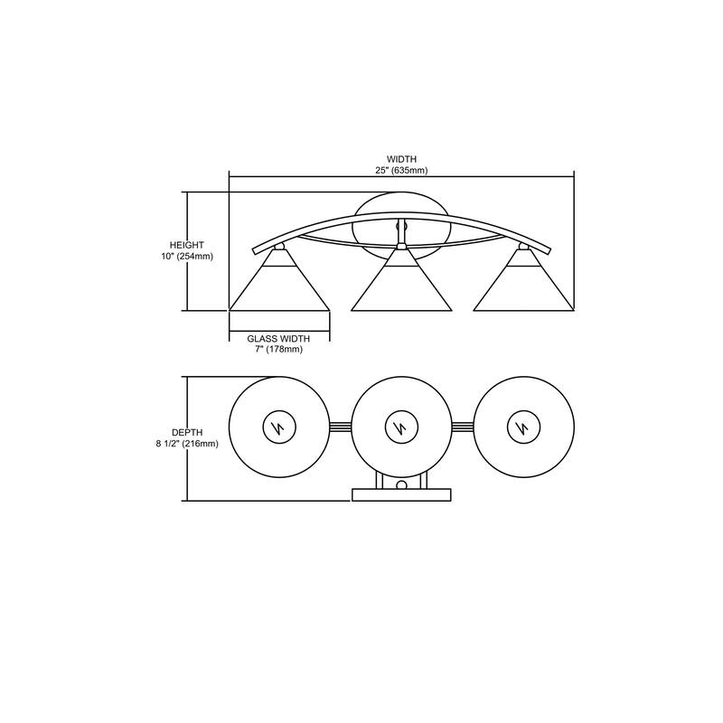 Elk Home Elysburg Chrome With White Glass 3 Light Vanity Light