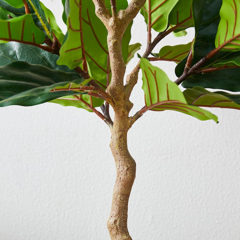 Glitzhome 5ft 61"H Real Touch Fiddle Leaf Fig Artificial Tree in Pot - 23.5"D x 61"H