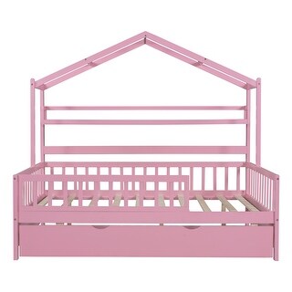 Full House Bed with Trundle & Shelf - Kid-Friendly Spacious Design