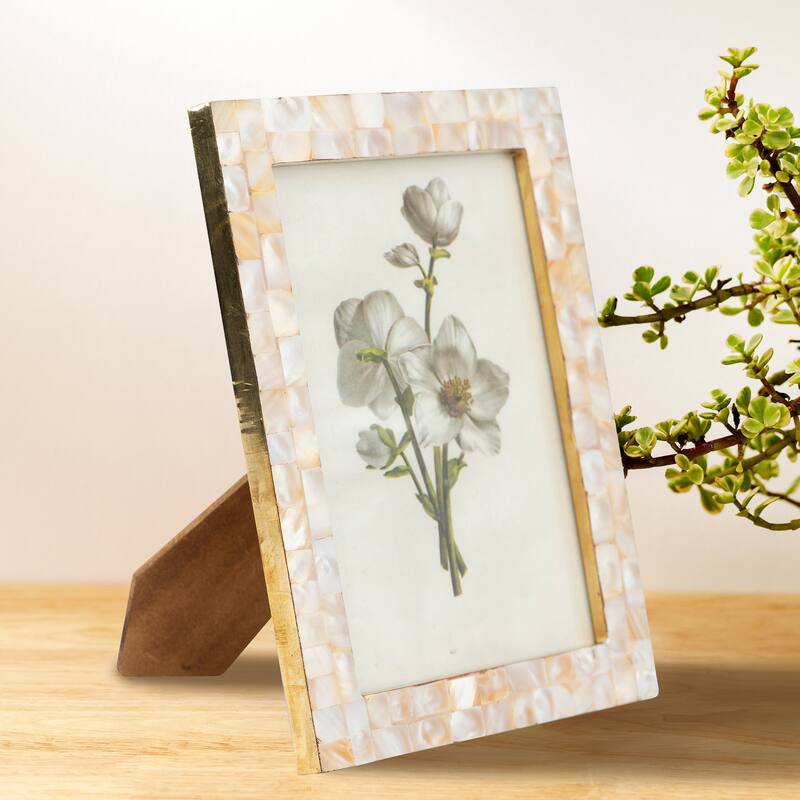 Mother of Pearl Photo Frame - White - 8.5"L x 0.8"W x 6.5"H