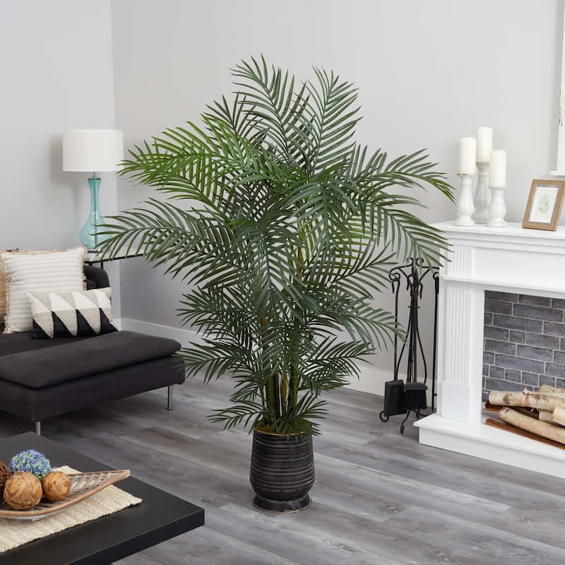 Areca Artificial Palm Outdoor Tree in Decorative Planter - 65"