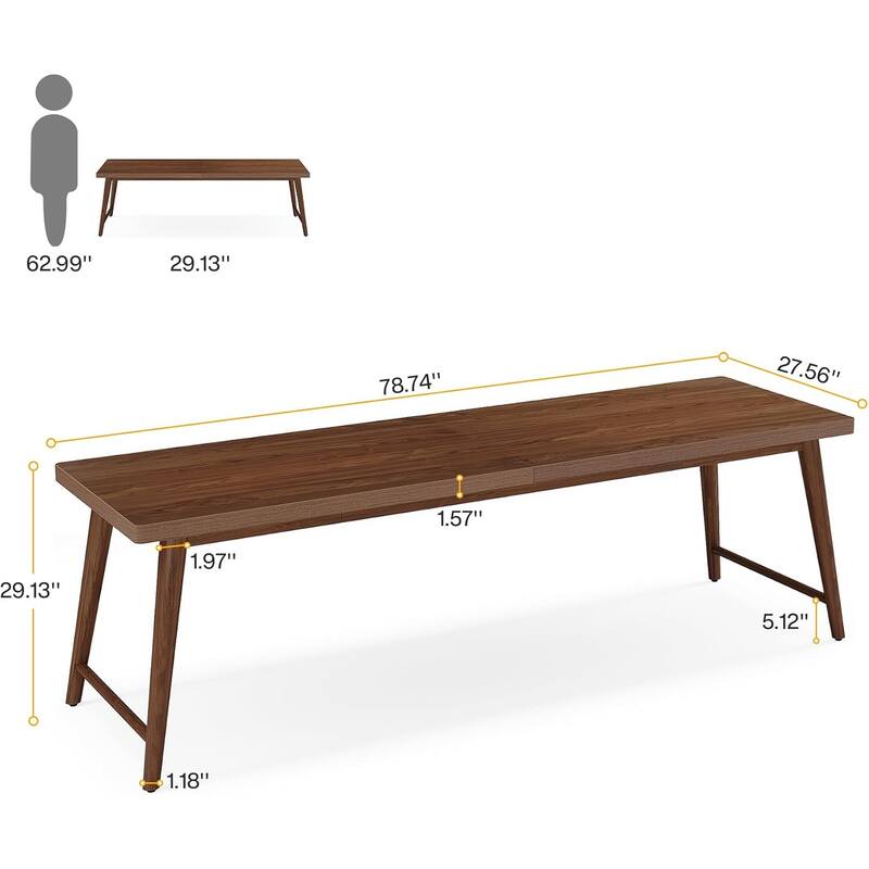 78.7" Wood Extra Long Desk, Large 2-Person Computer Desk Writing Desk