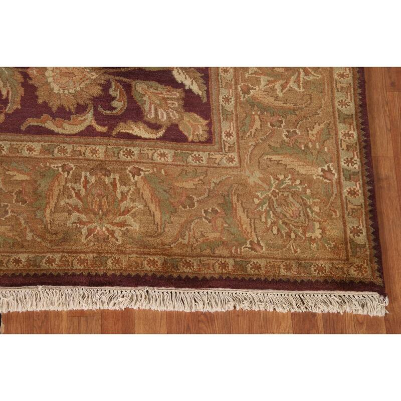 Floral Purple Agra Indian Area Rug Hand-Knotted Wool Carpet - 8'0"x 10'1"