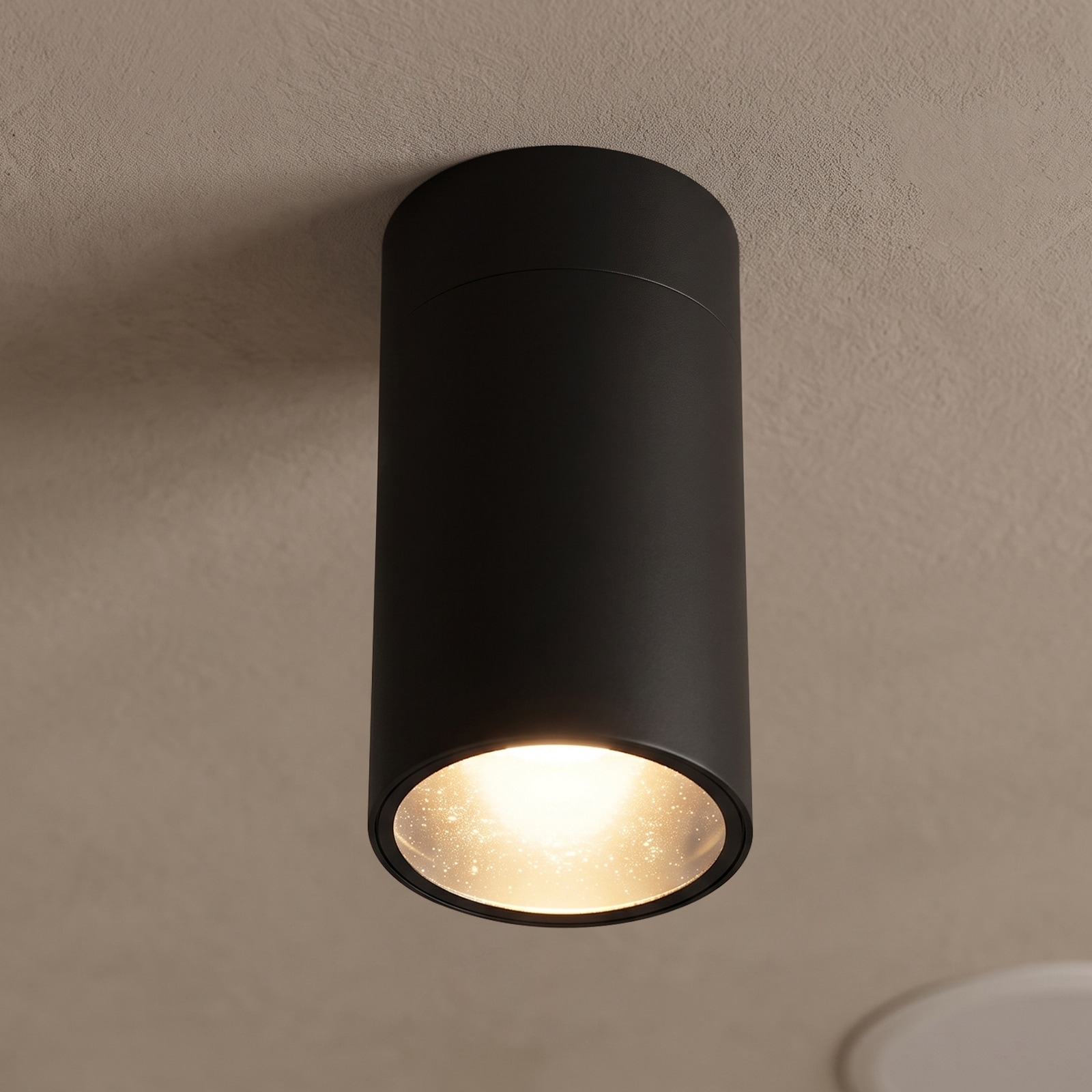 Rennnsan 1-Light Modern Black Aluminum Cylinder Flush Mount Ceiling Light for Bedroom - 20.3 in. W x 4.7 in.H