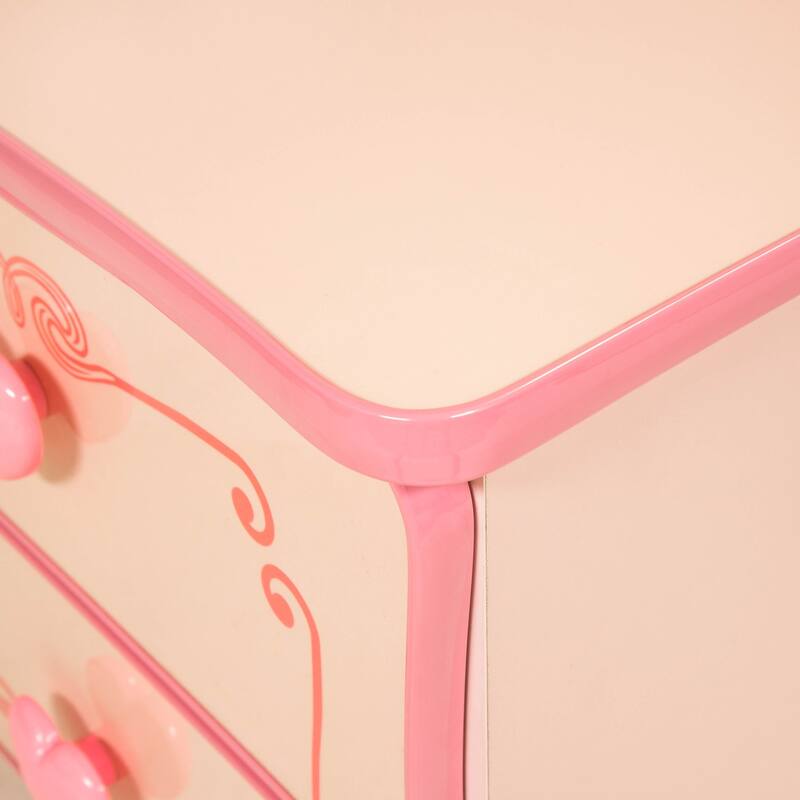 Telfs Transitional Pink Wood 2-Drawer Nightstand with Heart Drawer Pulls by Copper Grove