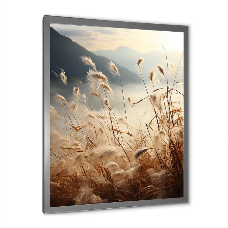 Designart "Ivory Island Meadows Mountain View" Palms & Palm Trees Framed Canvas Prints
