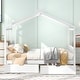 preview thumbnail 2 of 10, Full Size House Platform Bed with Roof Design, Headboard, Footboard, and 2-Storage Drawers, Open Concept, White