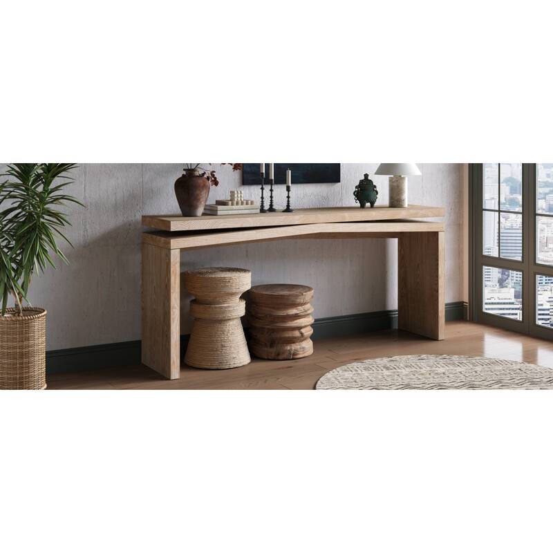 Roomfitters 65" Farmhouse Console Table, Long Solid Wood Veneer Entryway Sofa Table