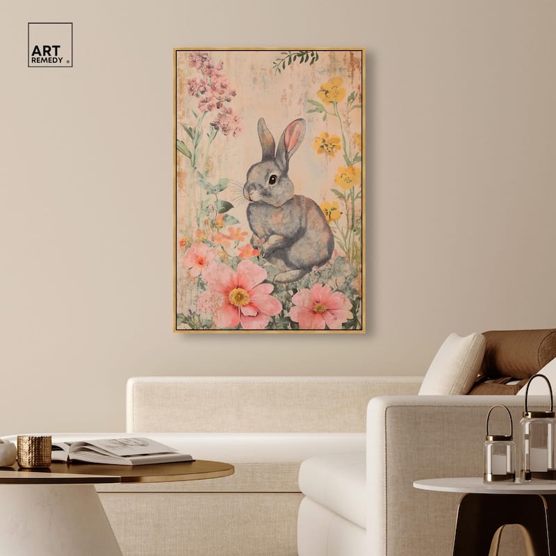 Floral Bunny Canvas by Art Remedy