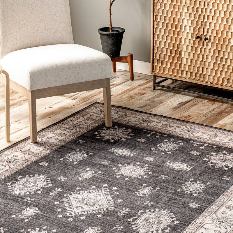 Nuloom Moxie SplashGuard Traditional Bordered Machine Washable Area Rug