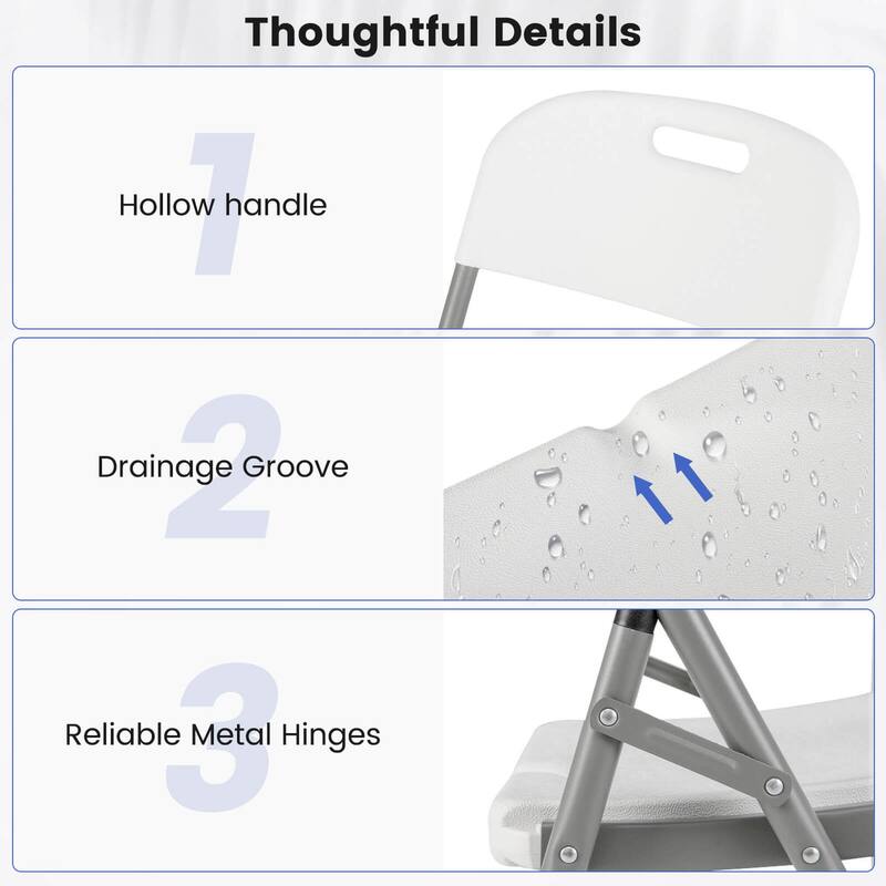 Costway Folding Chairs Set of 4/8/12 HDPE Plastic Chairs with Metal